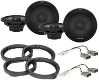 2 Alpine R2-S65 + Front & Rear Speaker Adapters + Harness Fit Select Honda Acura Vehicles