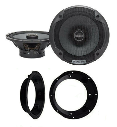 Alpine SPE-6000 Two Way 6.5 Inch Car Motorcycle Speakers for Harley Davidson Speaker Adapter Kit