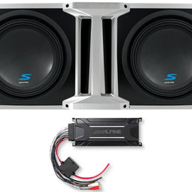 2 Alpine S-SB10V Loaded 10" 600w S-W10D4 Subwoofers+KTA-30MW Weather-resistant Amplifier +Ported Sub Enclosure Box