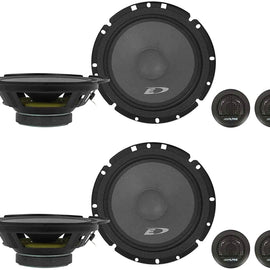 2 Pair Alpine SXE-1751S 6.5" 280 Watt Car Audio Component Speakers