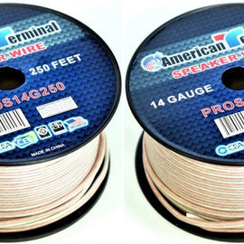 2 American Terminal PROS14250 14 Gauge Speaker Wire<br/> 250' 14 Gauge PRO PA DJ Car Home Marine Audio Speaker Wire Cable Spool