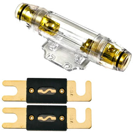 Absolute ANH-2 0/2/4 Gauge AWG in-Line ANL Fuse Holder & 2 Gold Plated 60 Amp Fuse