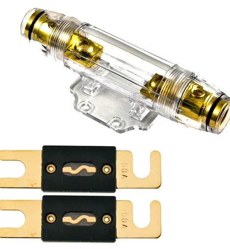 Absolute ANH-2 0/2/4 Gauge AWG in-Line ANL Fuse Holder & 2 Gold Plated 60 Amp Fuse