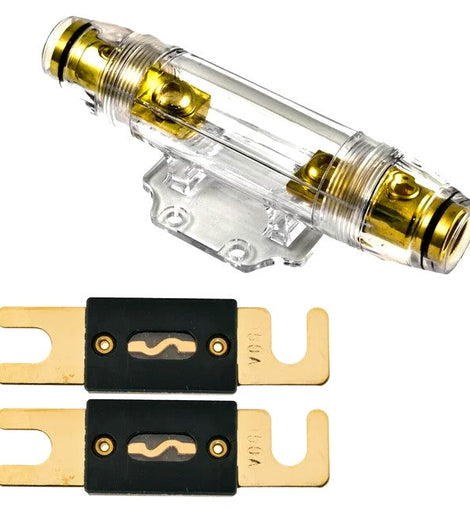 Absolute ANH-2 0/2/4 Gauge AWG in-Line ANL Fuse Holder & 2 Gold Plated 80 Amp Fuse