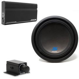 Alpine S-W12D2 RUX-KNOB.2 KTA-200M Mono Power Pack Amp with 12" Subwoofer and Bass Knob