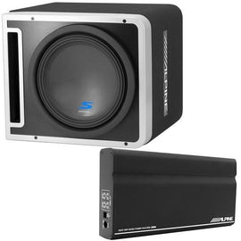 Alpine S-SB12V 12" Vented Loaded Halo Enclosure with Alpine KTA-200M PowerStack Amplifier