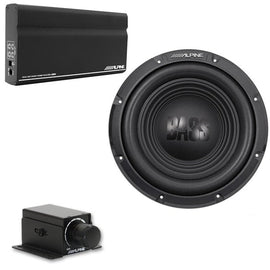 Alpine KTA-200M Mono Power Pack Amp with Alpine W10S4 10" Subwoofer and RUX-KNOB.2 Bass Knob