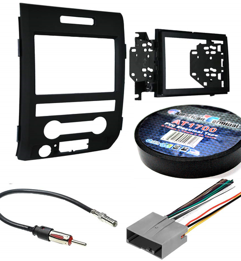 Car Stereo Installation Kit Compatible with Ford F150 2009 – 2012 In-Dash Mounting Kit, Antenna, and Harness for Double Din Radio Receivers