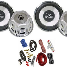 2 Absolute Axis AX1000 10-Inch 1000W Power Subwoofer & 4 Gauge Amp Kit