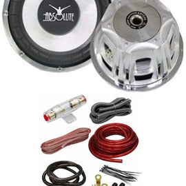 Absolute Axis Series AX1000 10" 1000W Power Subwoofer & 4 Gauge Amp Kit