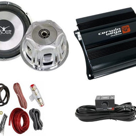 Absolute Axis AX1000 10" 1000W & Cerwin Vega CVP1600.1D 1600W & 4 Gauge Amp Kit