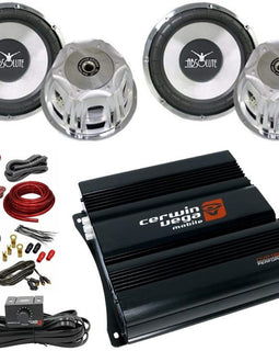 2 Absolute Axis AX1000 10" 1000W & Cerwin Vega CVP1600.1D 1600W & 4 Gauge Amp Kit