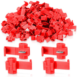 MR DJ 100pcs Scotch Lock Quick Splice Wire Terminals Snap Lock Red 18-22 AWG