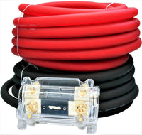 Absolute KIT0-25RB 0 Gauge Wire Red / Black Amplifier Amp Power/Ground Cable 1/0 Set Fuse
