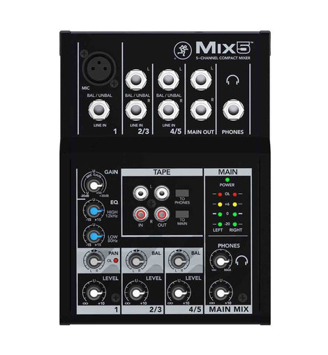 Mackie Mix5 5-Channel Compact Mixer With 2 Stereo 1/4