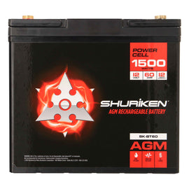 Shuriken SK-BT60 12V High Performance AGM Power Cell Battery for Systems Up To 1500 Watts