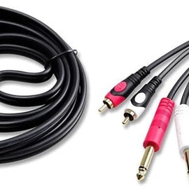 2 Pair Mr DJ CDQR6 6 Feet Dual 1/4" TS Mono to Dual RCA Male Pro DJ PA Audio Cable