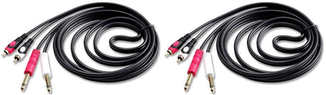 2 Pair Mr DJ CDQR12 12 Feet Dual 1/4