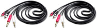 2 CDQR3 3 Feet Dual 1/4" TS Mono to Dual RCA Male Pro DJ PA Audio Cable
