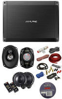Alpine 4-Ch 600W Amplifier & 6.5" Component & 6x9" Coax Speakers & 4G Amp Kit & Tape