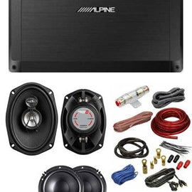 Alpine 4-Ch 600W Amplifier & 6.5" Component & 6x9" Coax Speakers & 4G Amp Kit & Tape