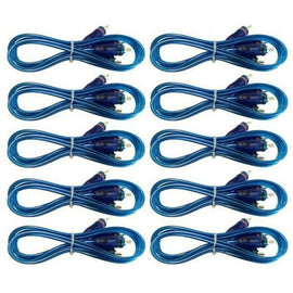 Absolute 10 Pack 15 Feet 2 CH RCA Interconnect Cable Wire for Marine, Car Amplifier Stereo or Home Audio