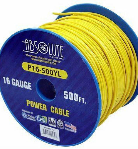 Absolute USA P16-500YL 16 Gauge 500-Feet Power Cable (Yellow)