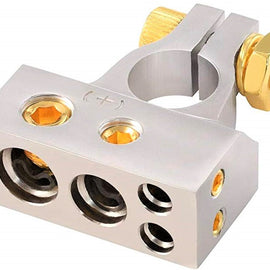 American Terminal ABTC300PN 0/2/4/6/8 AWG Single Positive & Negative Power Battery Terminal Connectors Chrome