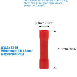 American Terminal 100pc 22-18 Gauge AWG Red insulated crimp terminals Crimping connectors