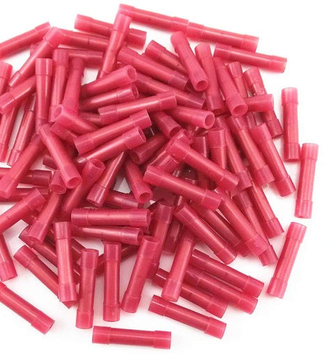 Absolute 500pcs 22-18 Gauge Butt Insulated Splice Terminals Electrical Wire Crimp Connectors Red
