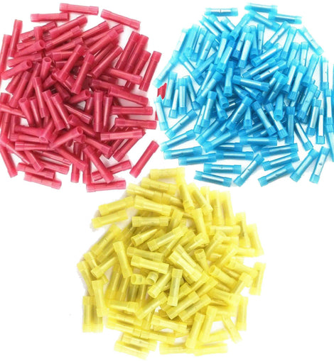 300Pcs American Terminal Butt Connectors Yellow Blue Red 12-10 16-14 22-18 Gauge Crimp Type (100 of each)