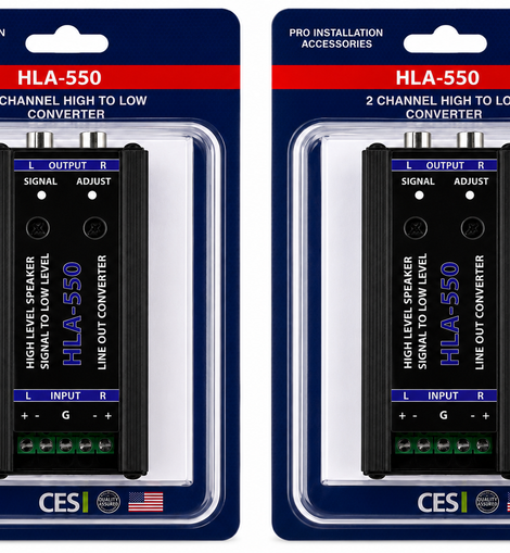 2 Absolute HLA550 2-Ch High-to-Low Line Output Converter Adjustable Speaker Level to RCA Converter