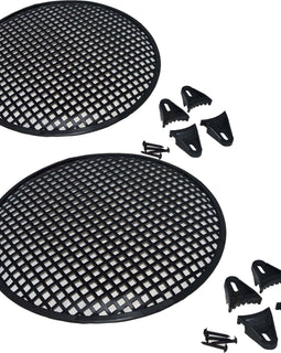 12" Steel Speaker Subwoofer Sub Waffle Mesh Grill Cover w/ Clips & Screws (pair)