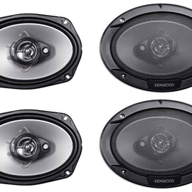 (4) Kenwood KFC-6966S 1600 Watt 6x9" 3-Way Car Stereo Speakers