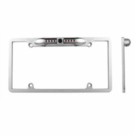 Car Rear View Backup Camera 8 IR Night Vision US License Plate Frame CMOS Chrome