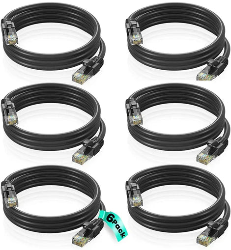 6 Cat6a Ethernet Network Patch Cable RJ45 23AWG 600Mh Solid Copper Wire 3' Black