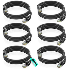 6 Patron Cat6a Ethernet Network Patch Cable RJ45 23AWG 600M Solid Copper Wire 3' Black