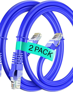2 American Terminal EPC3100L 100' Cat6a Ethernet Network Patch Cable RJ45 23AWG 600Mhz Solid Copper Wire 3' Blue