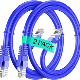 2 American Terminal EPC3100L 100' Cat6a Ethernet Network Patch Cable RJ45 23AWG 600Mhz Solid Copper Wire 3' Blue