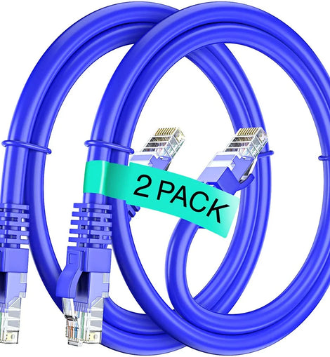 2 American Terminal EPC3100L 100' Cat6a Ethernet Network Patch Cable RJ45 23AWG 600Mhz Solid Copper Wire 3' Blue