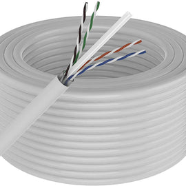 AT Cat6 Ethernet Cable 23AWG 600Mhz UL Bare Solid Copper Wire UTP 500' White