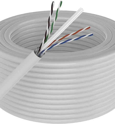AT Cat6 Ethernet Cable 23AWG 600Mhz UL Bare Solid Copper Wire UTP 500' White