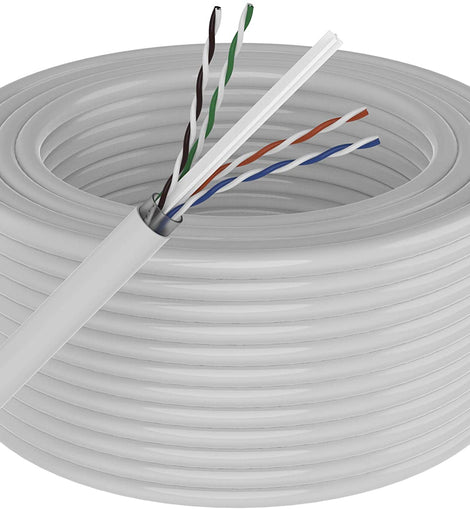 AT 1000' Cat6 Ethernet White Bulk Network Cable 23AWG 600Mhz UL Bare Solid Copper Wire UTP 1000' White