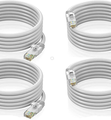 4 Cat6a Ethernet Network Patch Cable RJ45 23AWG 600Mh Solid Copper Wire 3' White