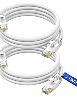 2 Patron Cat6a Ethernet Network Patch Cable RJ45 23AWG 600Mh Solid Copper Wire 3' White
