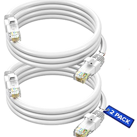 2 Patron Cat6a Ethernet Network Patch Cable RJ45 23AWG 600Mh Solid Copper Wire 3' White