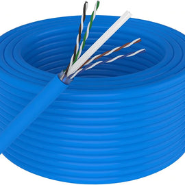 Patron 500' Cat6 Ethernet Blue Bulk Network Cable 23AWG 600Mhz UL Bare Solid Copper Wire UTP 500' Blue