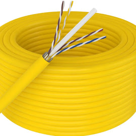 AT Cat6 Ethernet Cable 23AWG 600Mhz UL Bare Solid Copper Wire UTP 250' Yellow