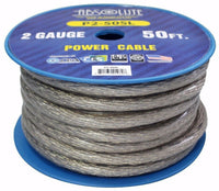 Absolute 2 Gauge 50' Primery Marine Car Audio Battery Power Cable Silver