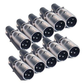 MR DJ XLRMH10 10 3-Pin XLR Male Connector Heads for Audio Microphone & DMX Cable Applications